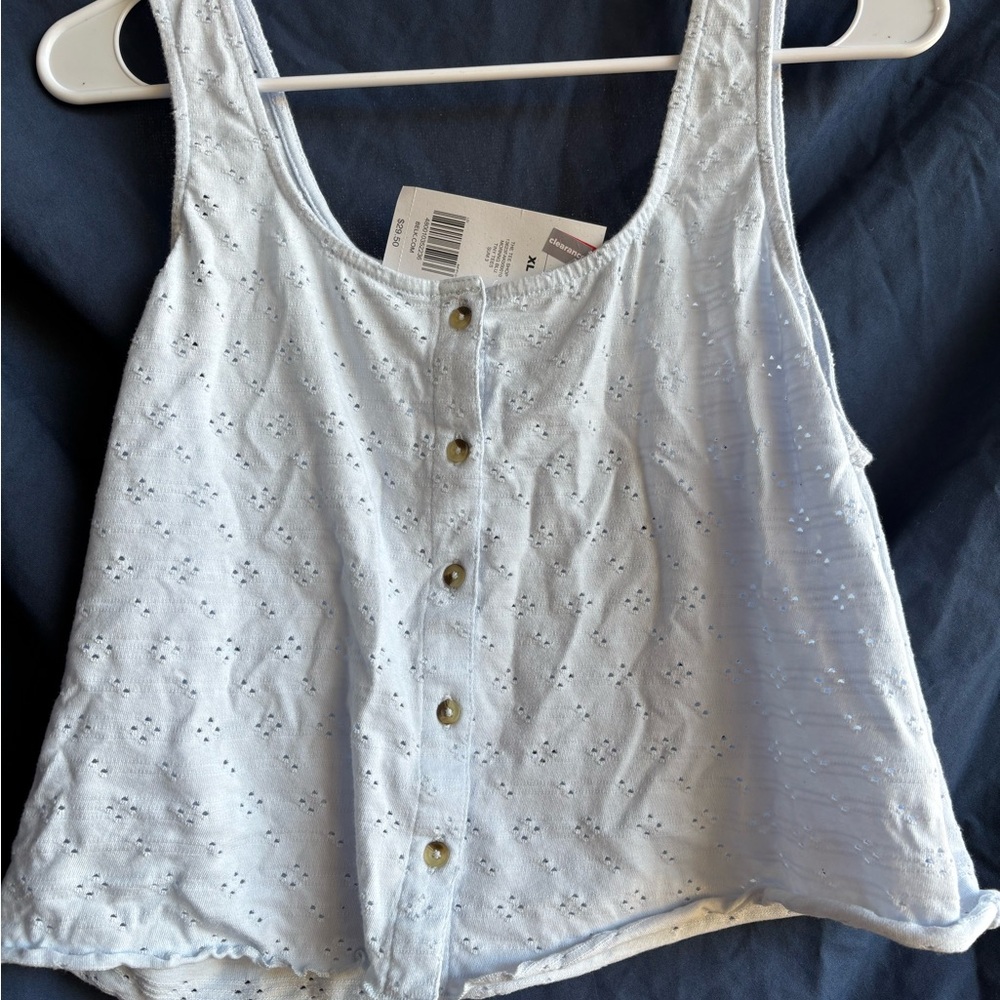White Eyelet Button-Down Tank Top